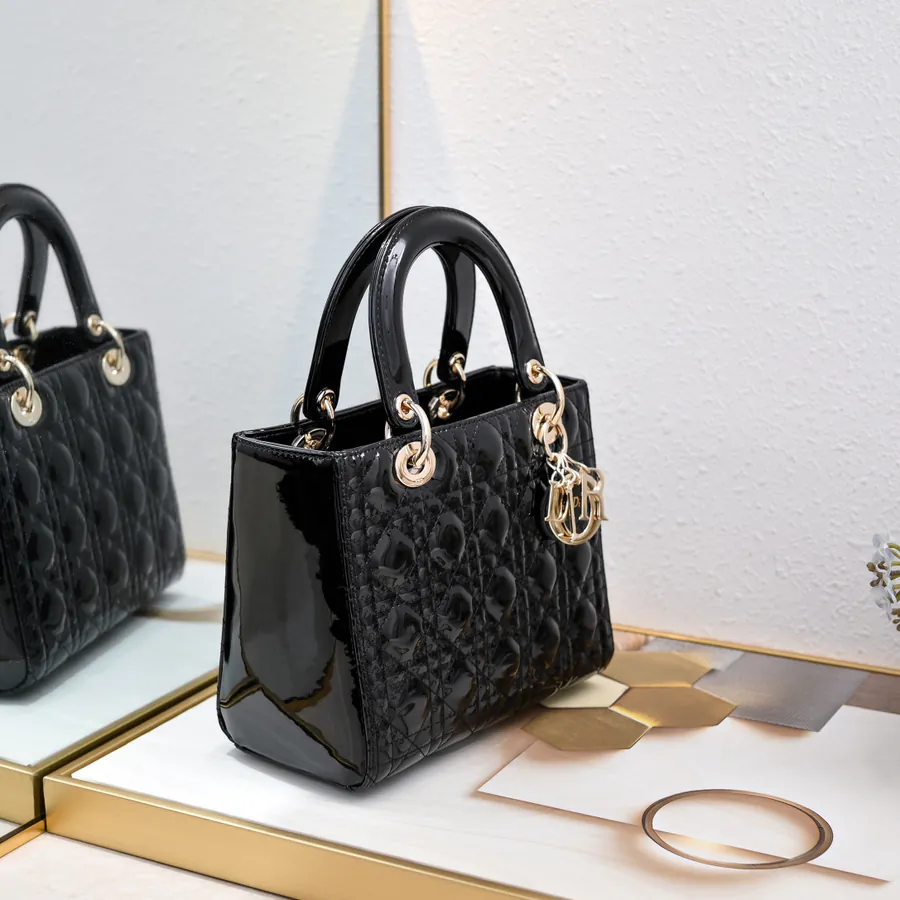 My Lady 200 Five Panel Lacquered Calfskin Crossbody Bag