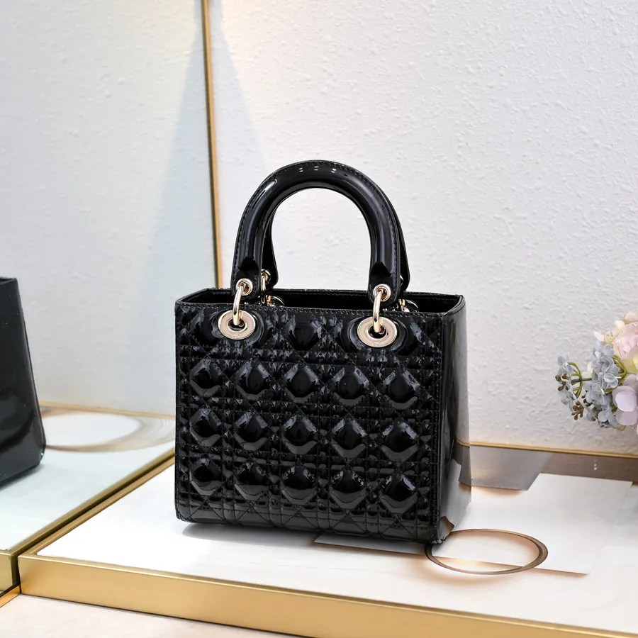 My Lady 200 Five Panel Lacquered Calfskin Crossbody Bag