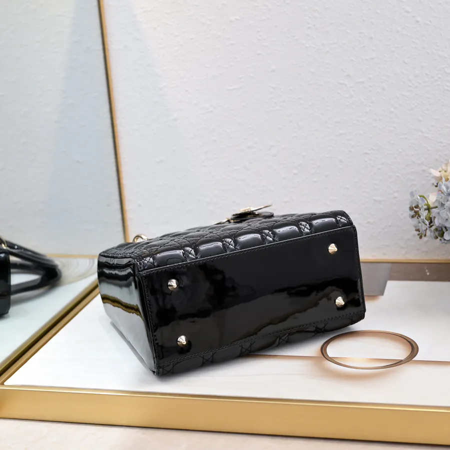 My Lady 200 Five Panel Lacquered Calfskin Crossbody Bag