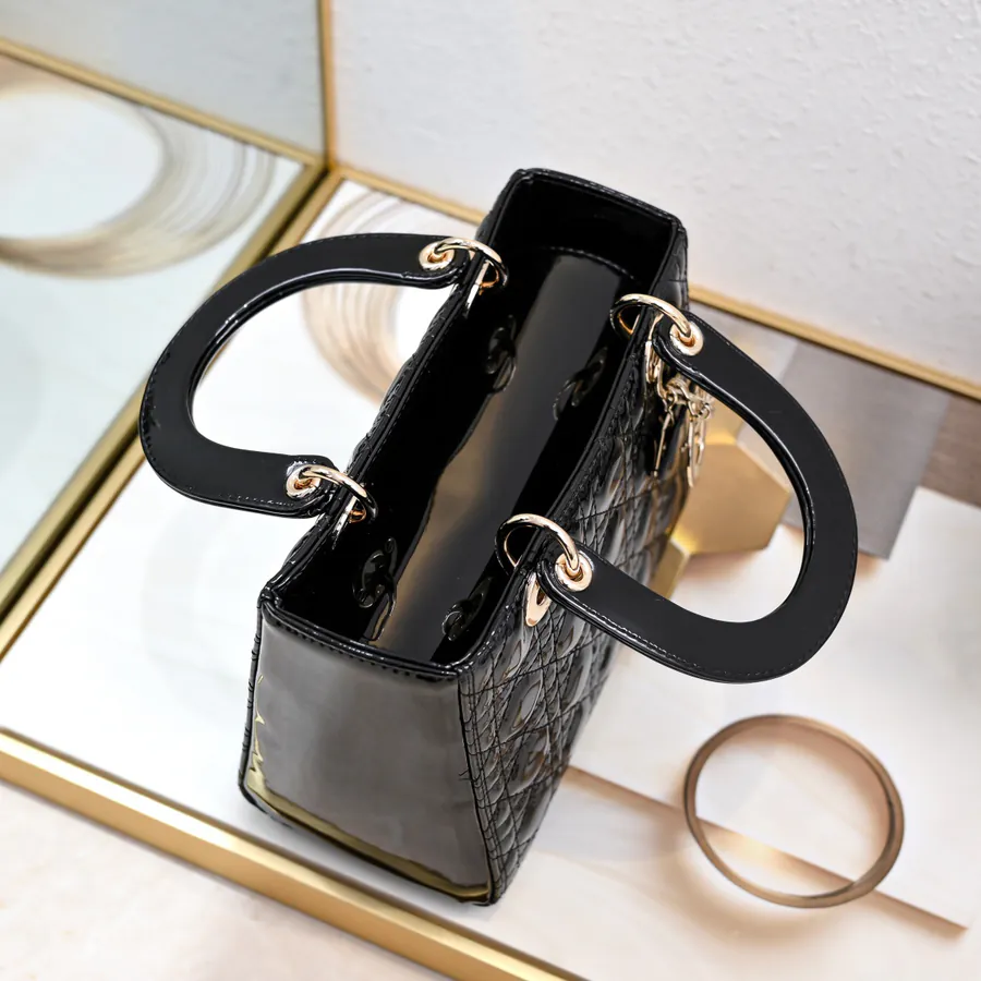 My Lady 200 Five Panel Lacquered Calfskin Crossbody Bag