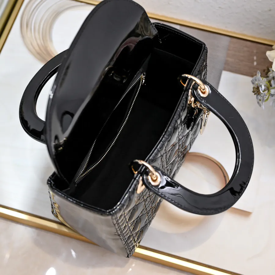My Lady 200 Five Panel Lacquered Calfskin Crossbody Bag