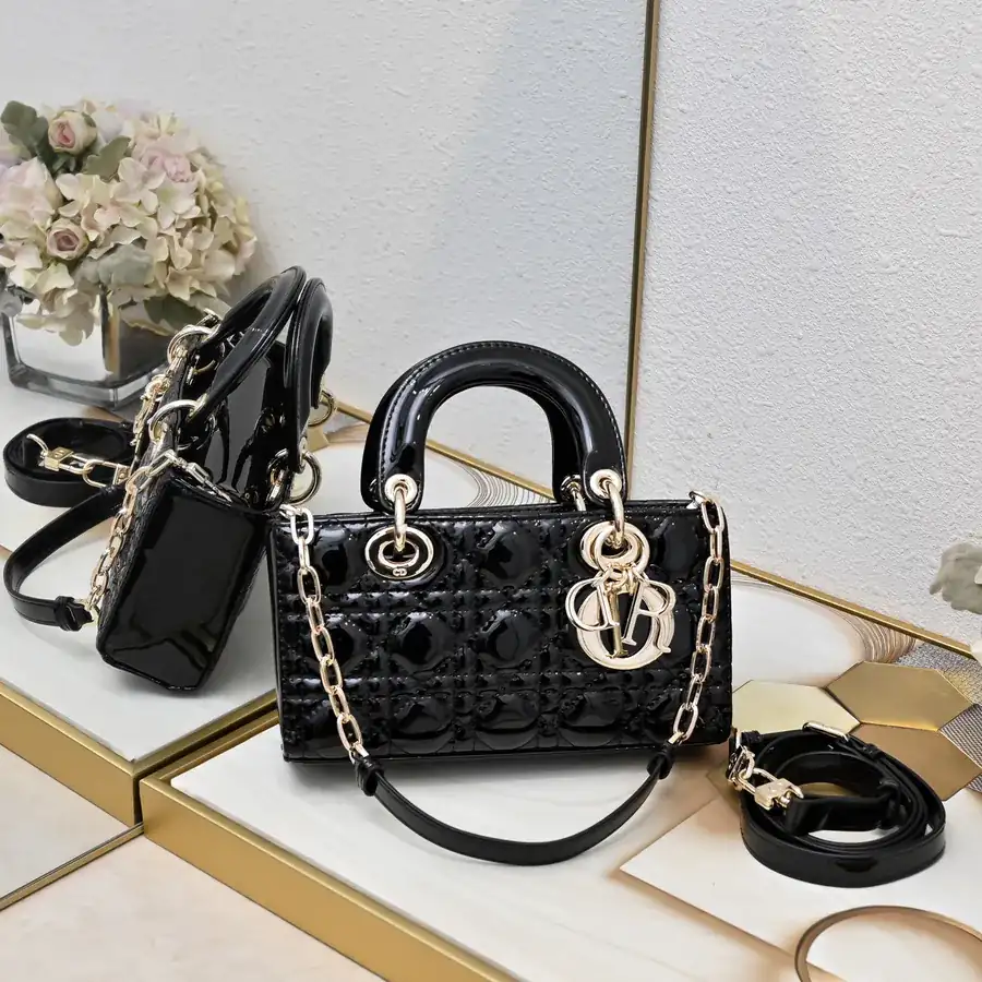 Crossbody Lady D−Joy Bag in Glossy Calfskin