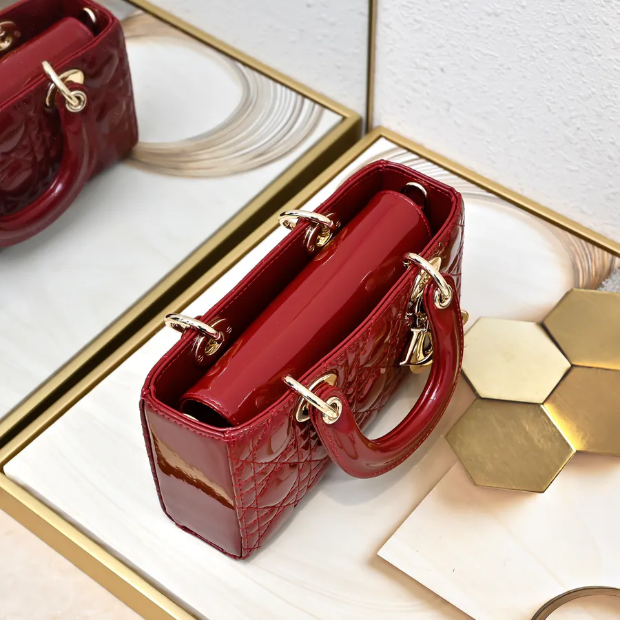 Crossbody Lady D−Joy Bag in Glossy Calfskin
