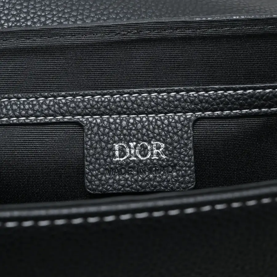 Mini Saddle Messenger Bag in Black Grained Calfskin