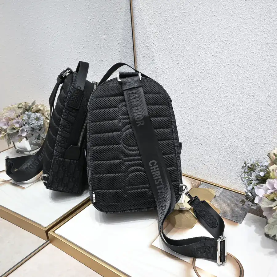 Rider Inspired Oblique Print Crossbody Bag Black