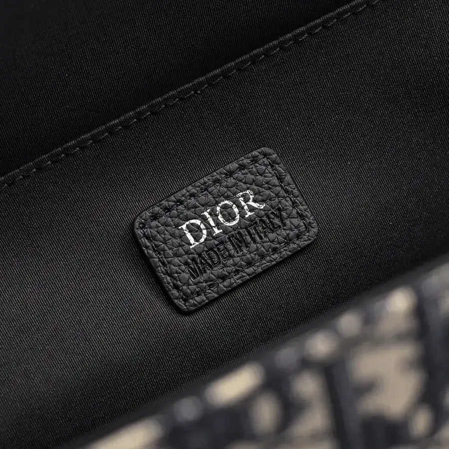 Dior Oblique Print Handbag with Grained Calfskin Trim