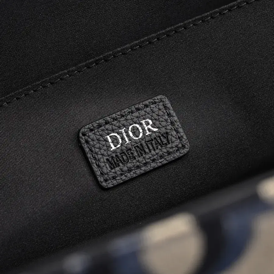 Dior Oblique Print Handbag with Grained Calfskin Details