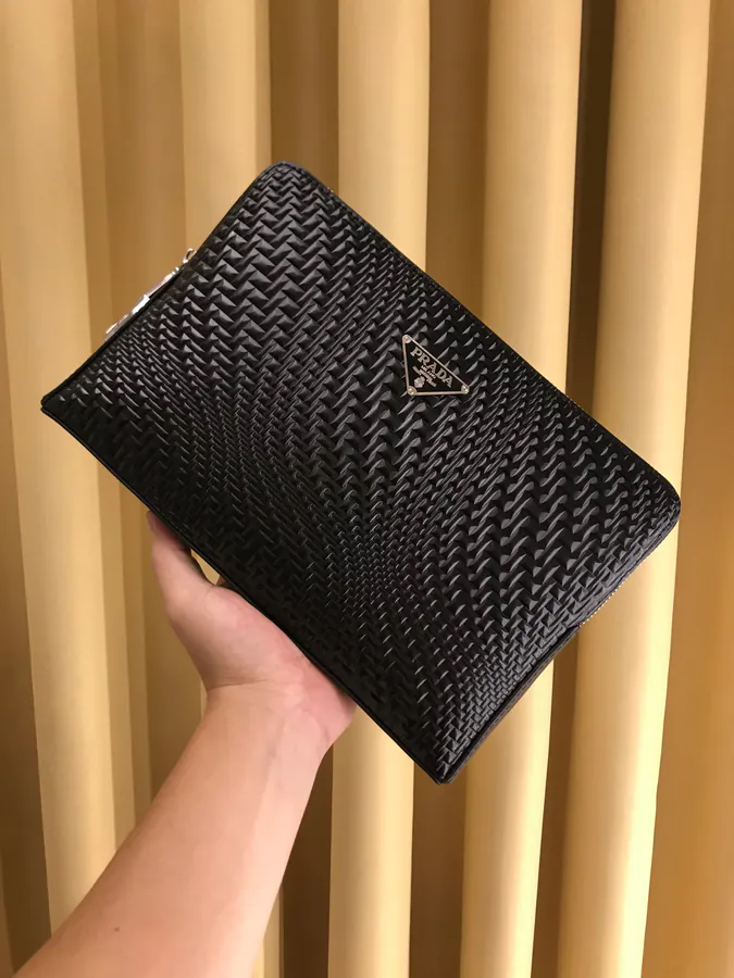 2021 P Collection New Handbag Grained Leather, 27.19.5, Black