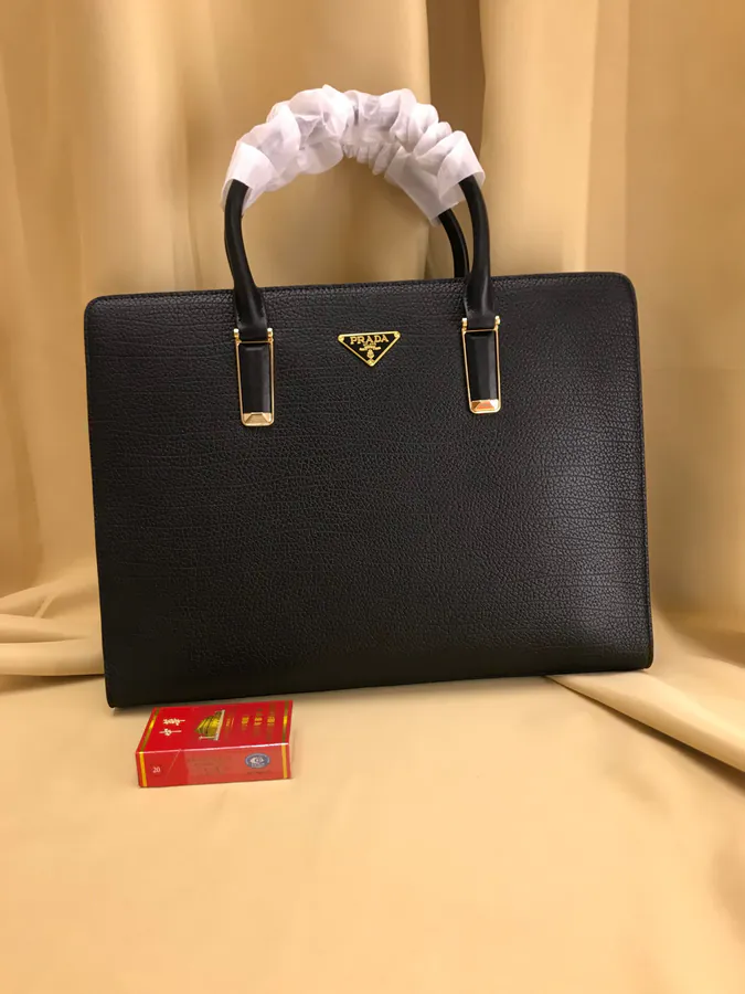 P Family Briefcase Italian Stripe Calfskin, Detachable Shoulder Strap