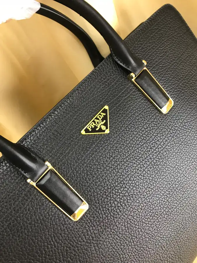 P Family Briefcase Italian Stripe Calfskin, Detachable Shoulder Strap