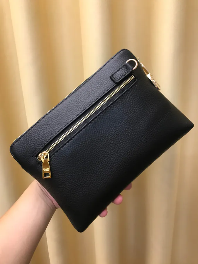 2021 P Brand New Handbag, Grained Calfskin, 27.19.5, Black