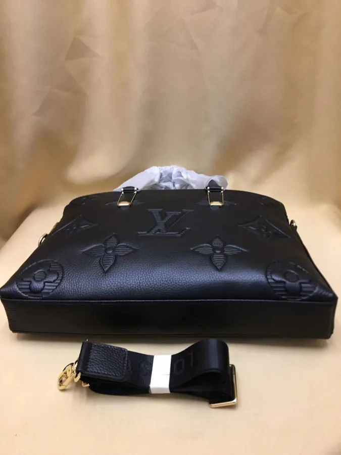 V Family Latest Men's Briefcase with Crossbody Function, Premium Genuine Leather, Black