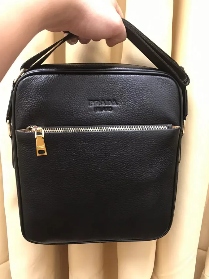 P270 P Brand Bucket Bag in Grained Calfskin