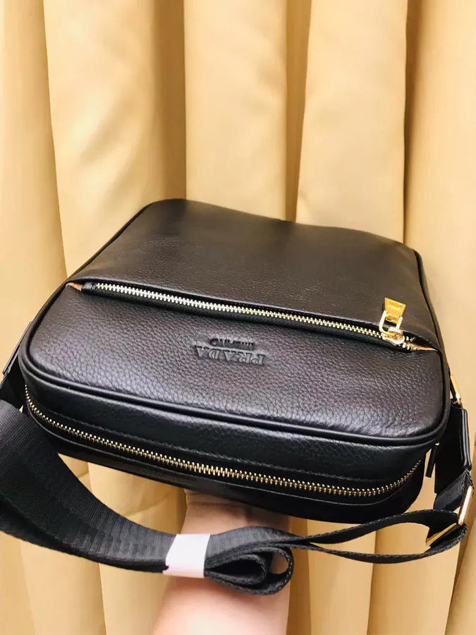 P270 P Brand Bucket Bag in Grained Calfskin