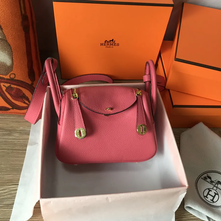 Mini Lindy in Togo Leather with Gold Buckle