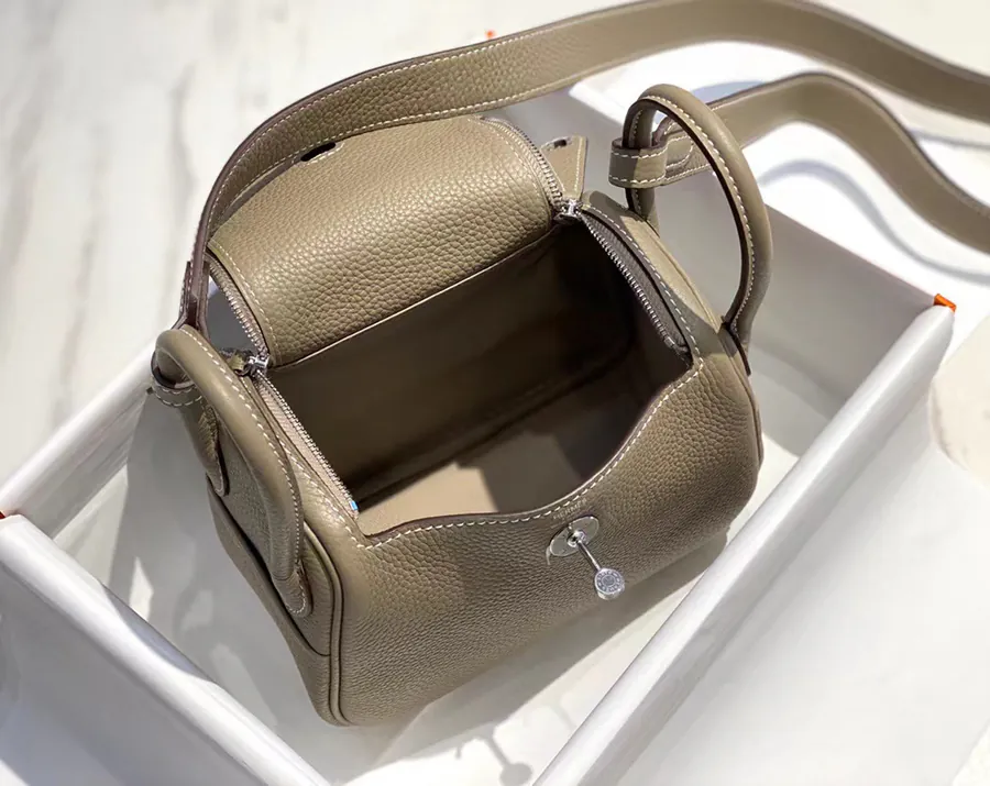 Mini Lindy Togo Bag in Top Grain Calfskin with Silver Buckle