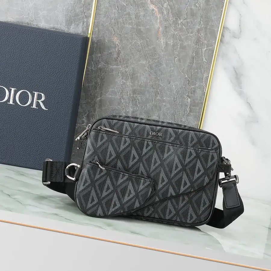 Marc Bohan Satchel Set Black Diamond Pattern Canvas