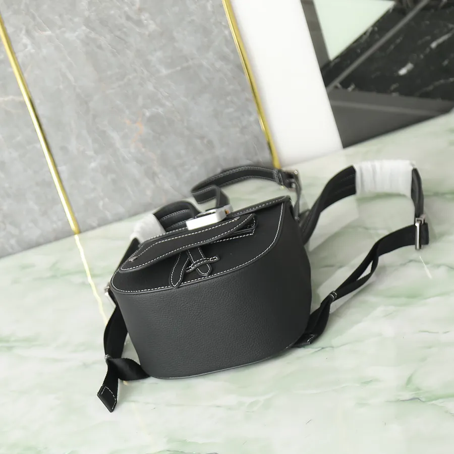Christian Dio Mini Crossbody in Black Grained Calfskin