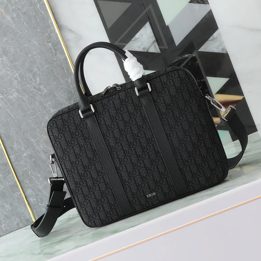 Dior Classic Briefcase with Oblique Print and Leather Details