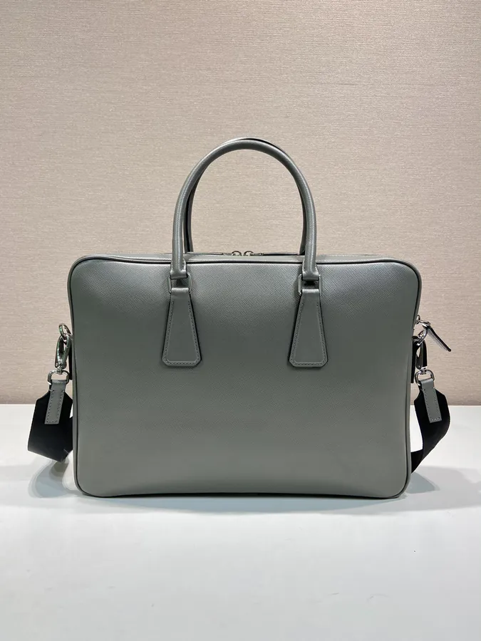 Elegant Double Compartment Briefcase with Saffiano Leather