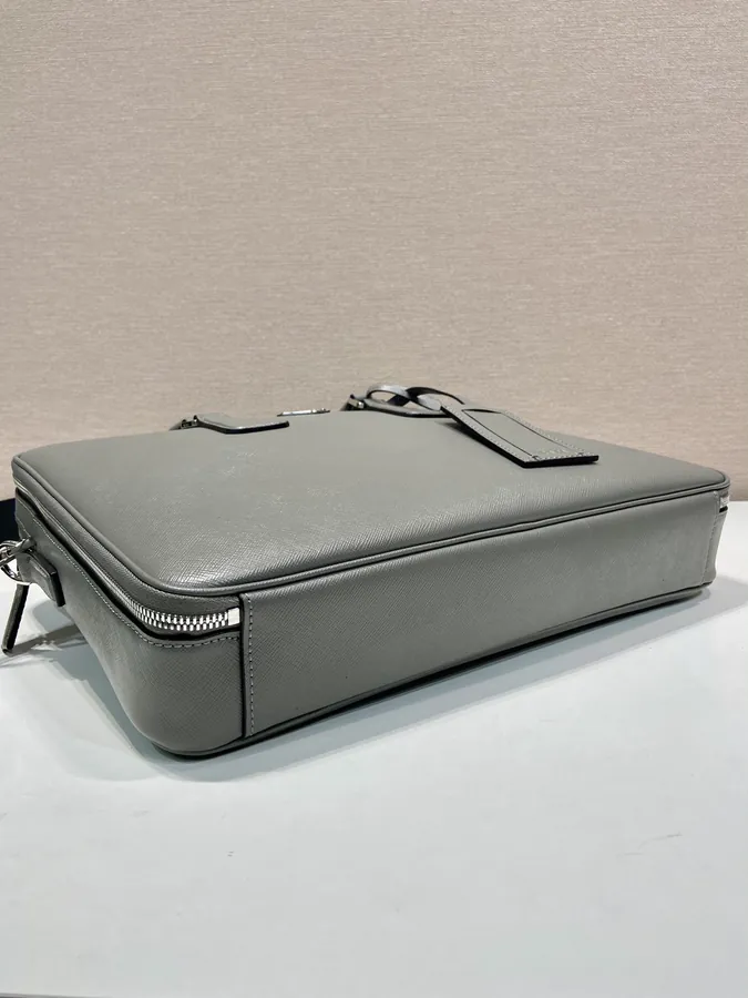 Elegant Double Compartment Briefcase with Saffiano Leather