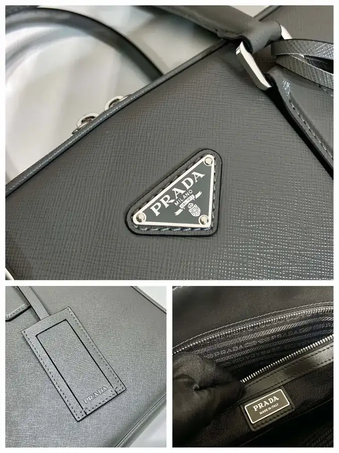 Elegant Double Compartment Briefcase with Saffiano Leather