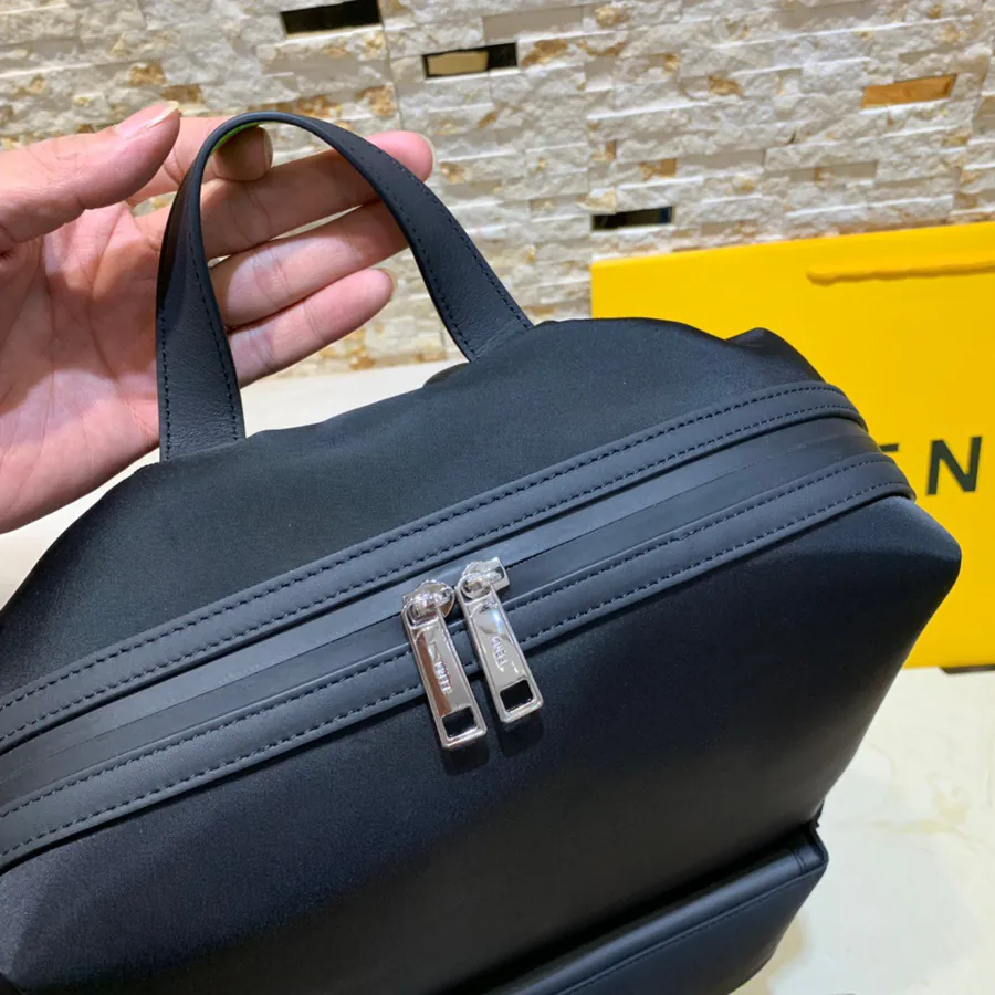 FENDI Double Shoulder Bag with Premium Leather and Custom Waterproof Material