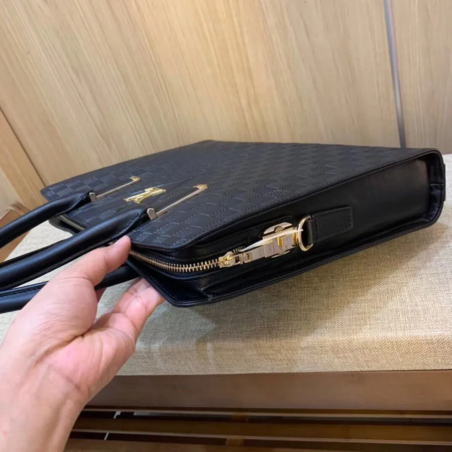 LV Genuine YKK Hardware Briefcase Grained Calfskin