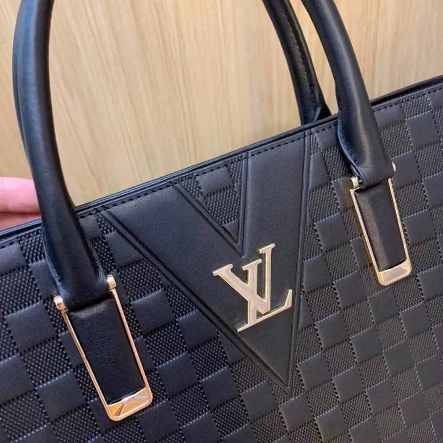 LV Genuine YKK Hardware Briefcase Grained Calfskin