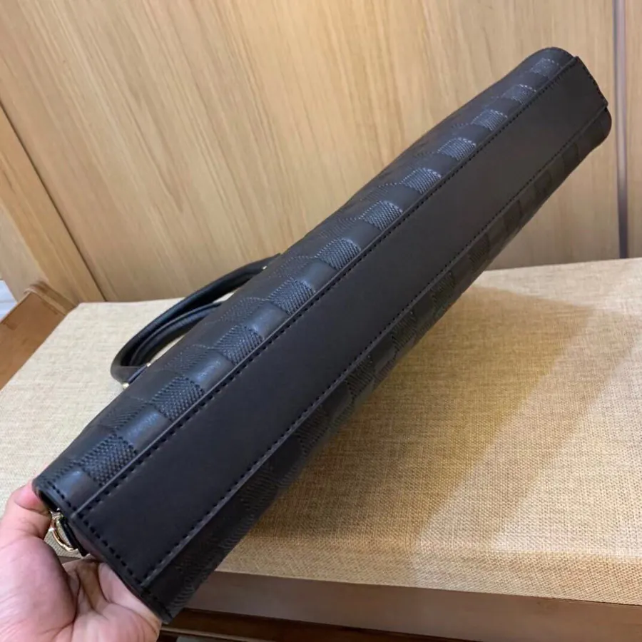LV Genuine YKK Hardware Briefcase Grained Calfskin