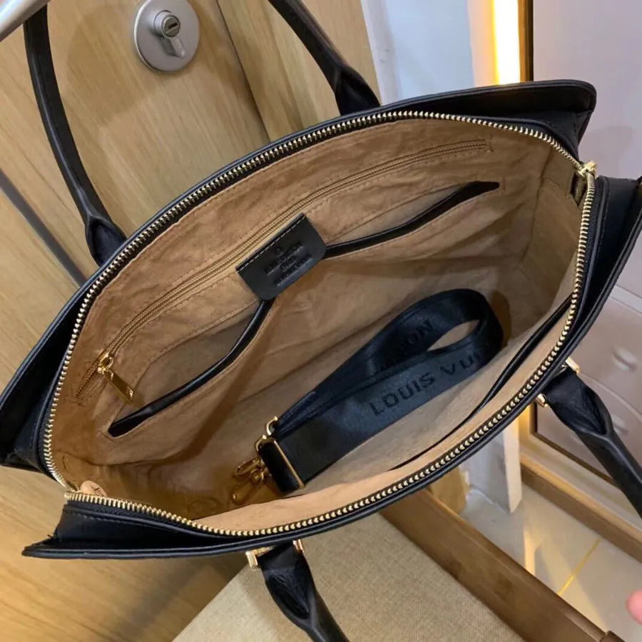 LV Genuine YKK Hardware Briefcase Grained Calfskin