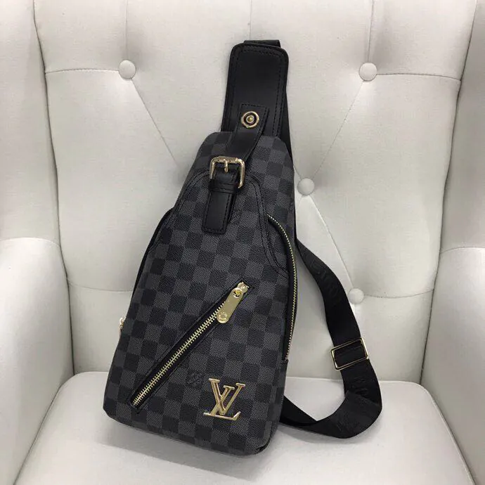 V Style Chest Bag in Grained Calfskin