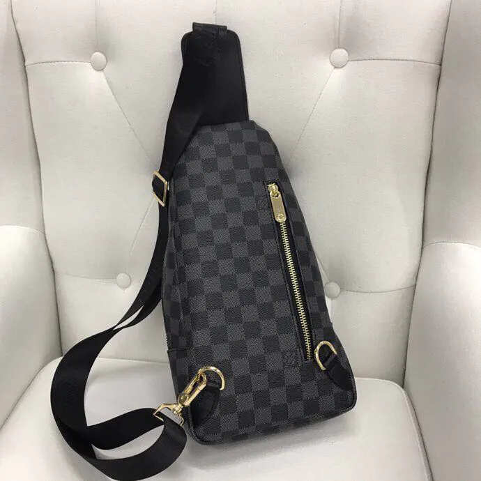 V Style Chest Bag in Grained Calfskin