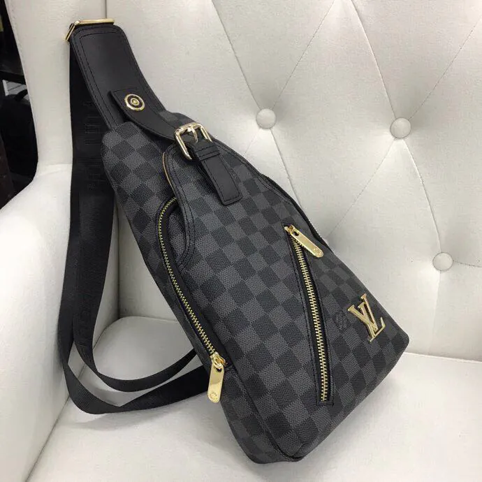 V Style Chest Bag in Grained Calfskin