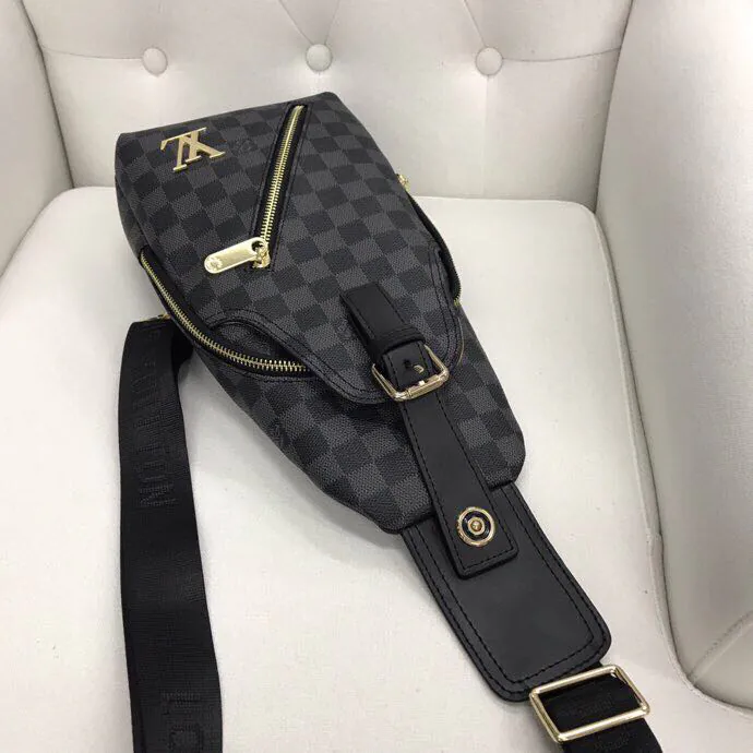 V Style Chest Bag in Grained Calfskin