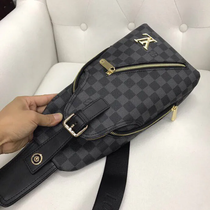 V Style Chest Bag in Grained Calfskin