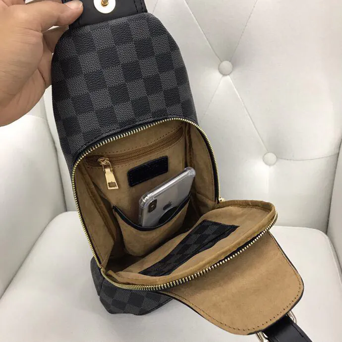 V Style Chest Bag in Grained Calfskin