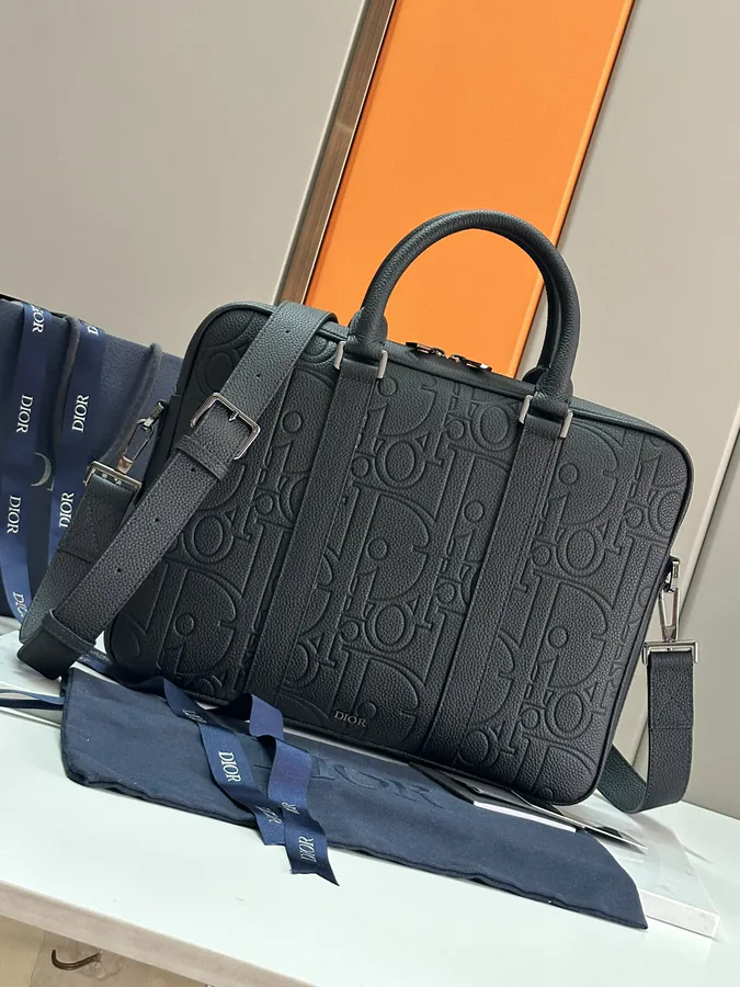 Dior 2024 Autumn Collection Bucket Bag Black CD Diamond Pattern