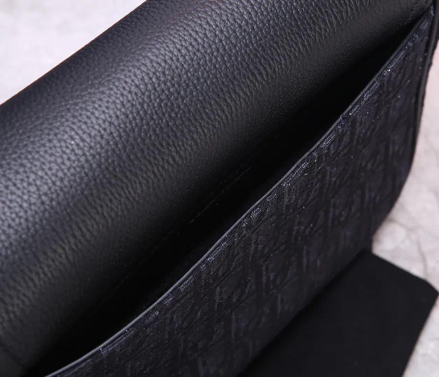 Mini Saddle Messenger Bag in Black Grained Calfskin