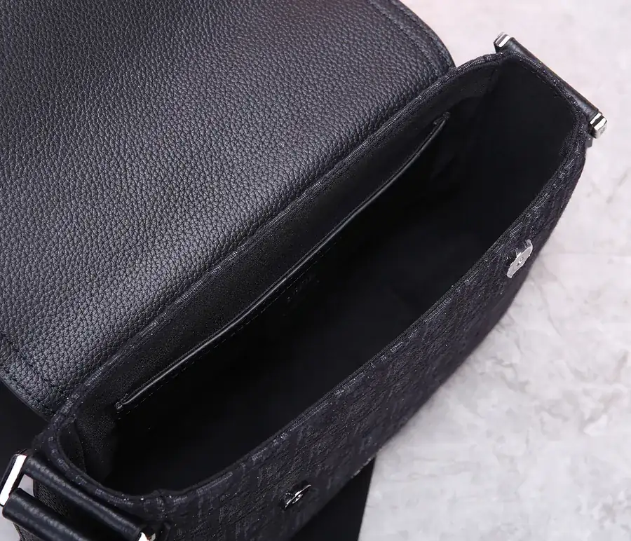 Mini Saddle Messenger Bag in Black Grained Calfskin