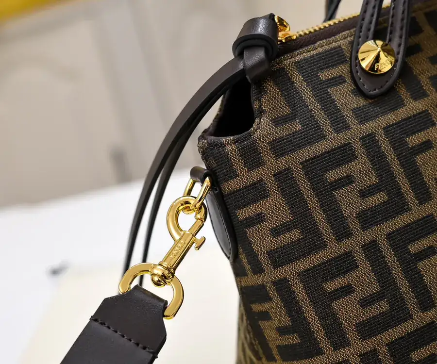 FENDI Boston Tote Bag Classic Leather and Calfskin