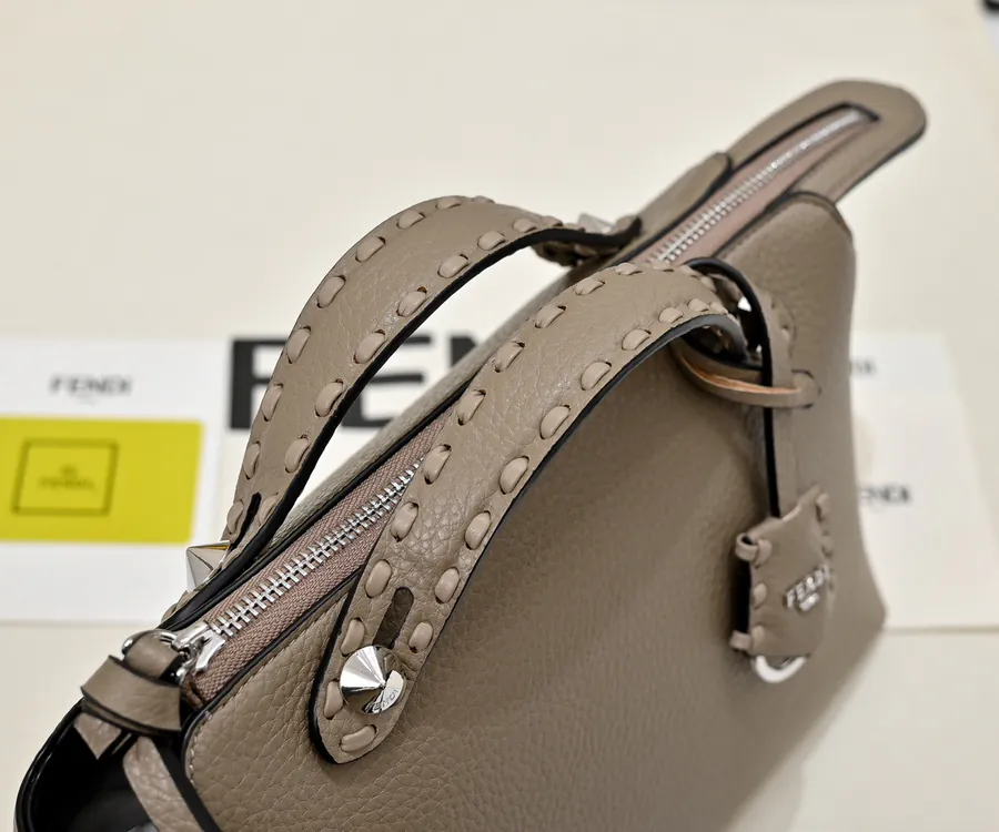 FENDI Boston Handbag with Premium Leather and Classic Monogram