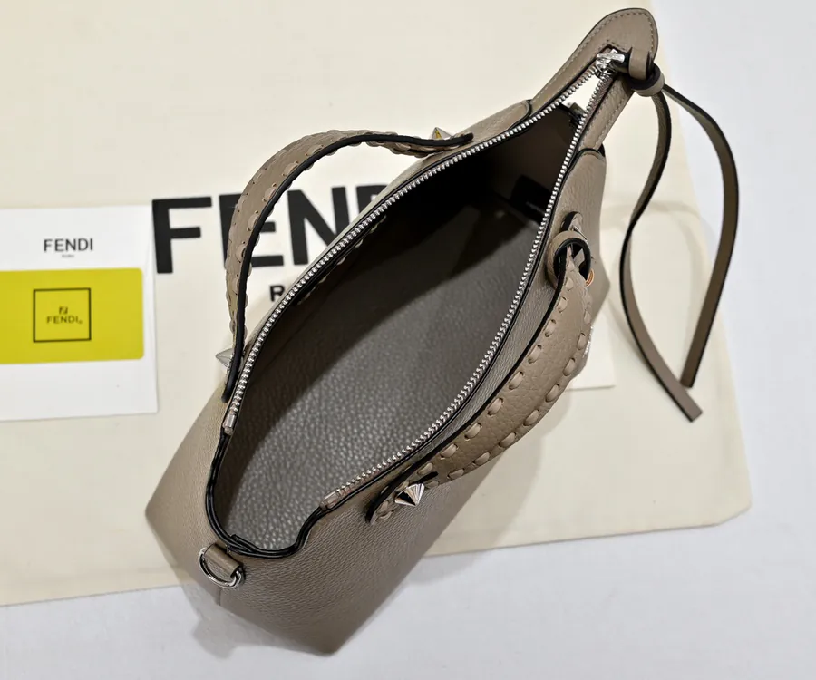 FENDI Boston Handbag with Premium Leather and Classic Monogram