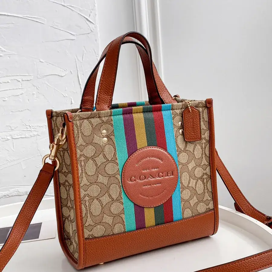 COA New Pattern Embroidered Canvas Logo + White Soft Leather