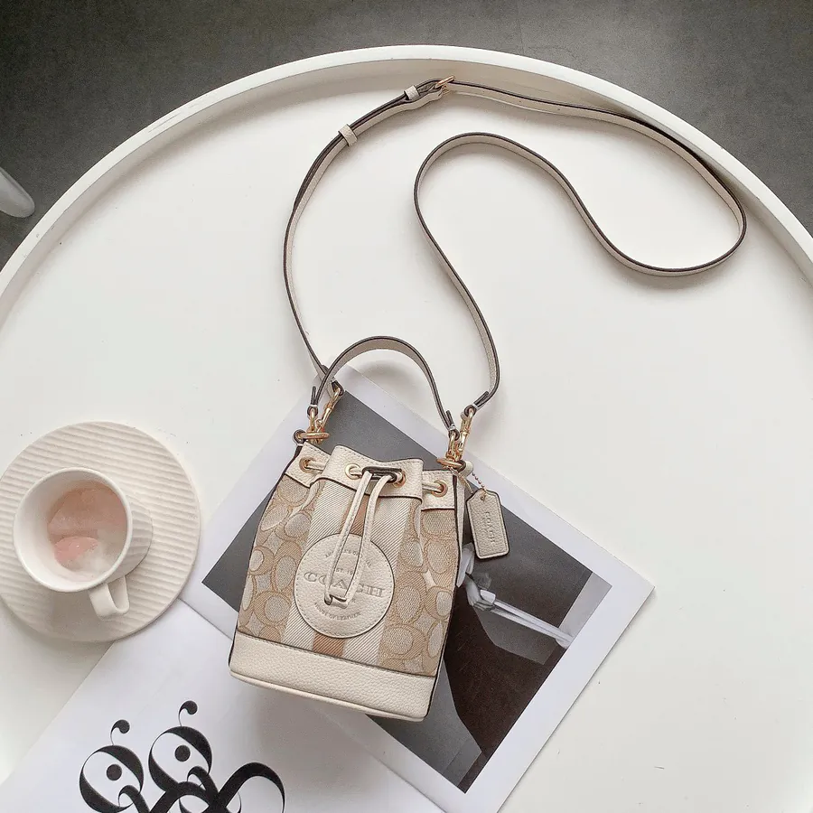 COA Mini Maroon Bucket Bag with Detachable Strap