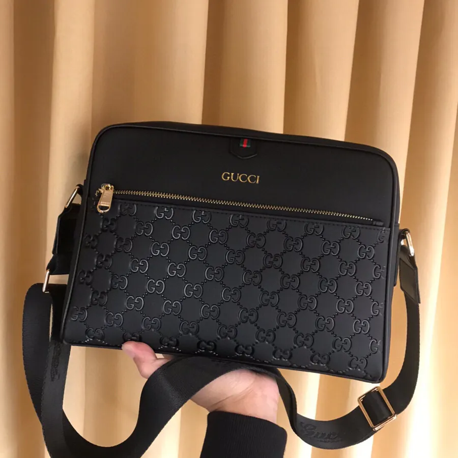 Italian Calfskin Crossbody Bag with Brand Logo