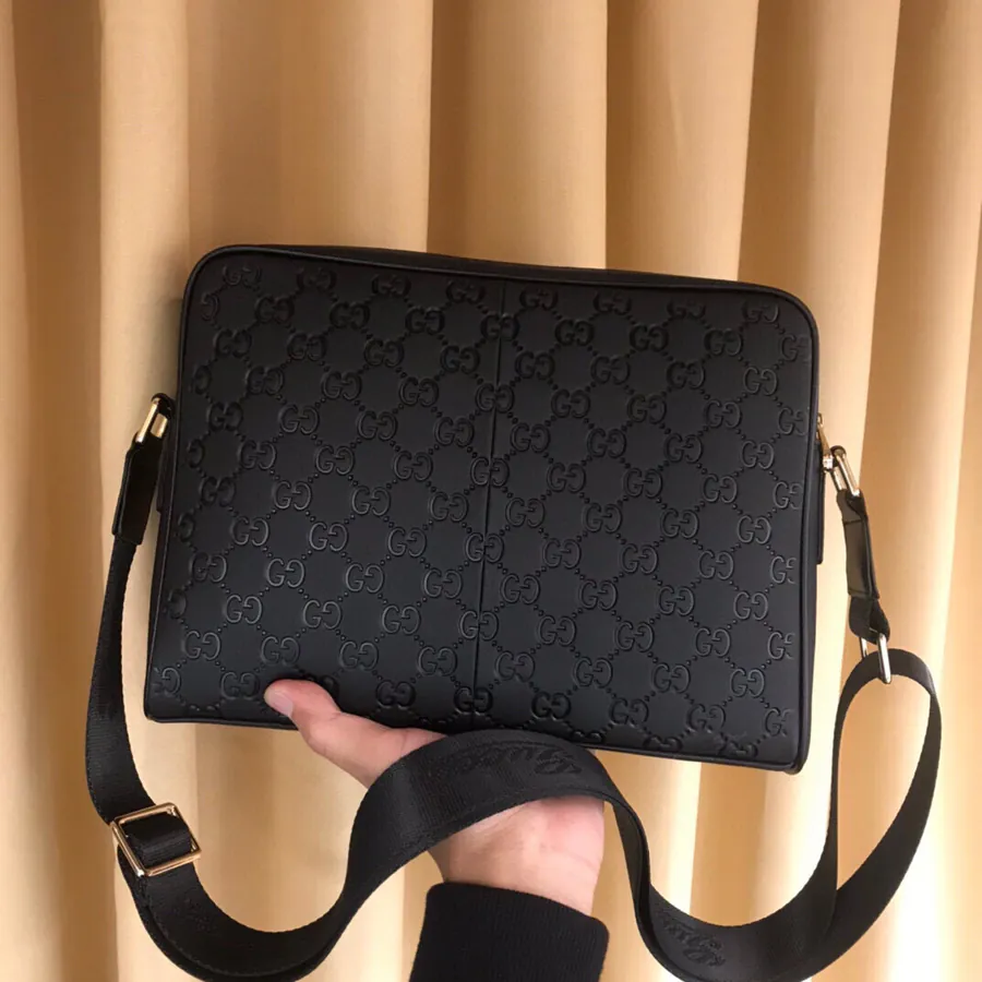 Italian Calfskin Crossbody Bag with Brand Logo