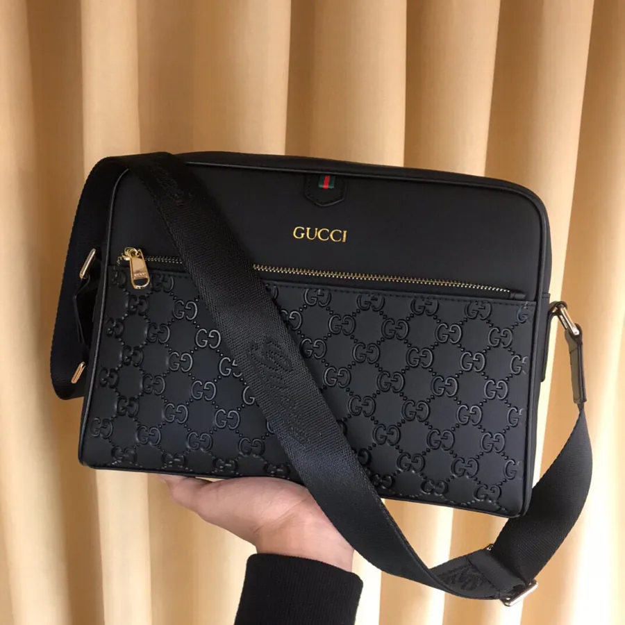 Italian Calfskin Crossbody Bag with Brand Logo