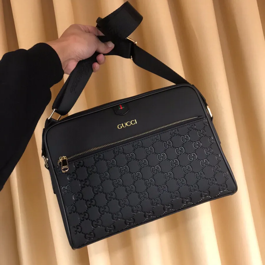 Italian Calfskin Crossbody Bag with Brand Logo