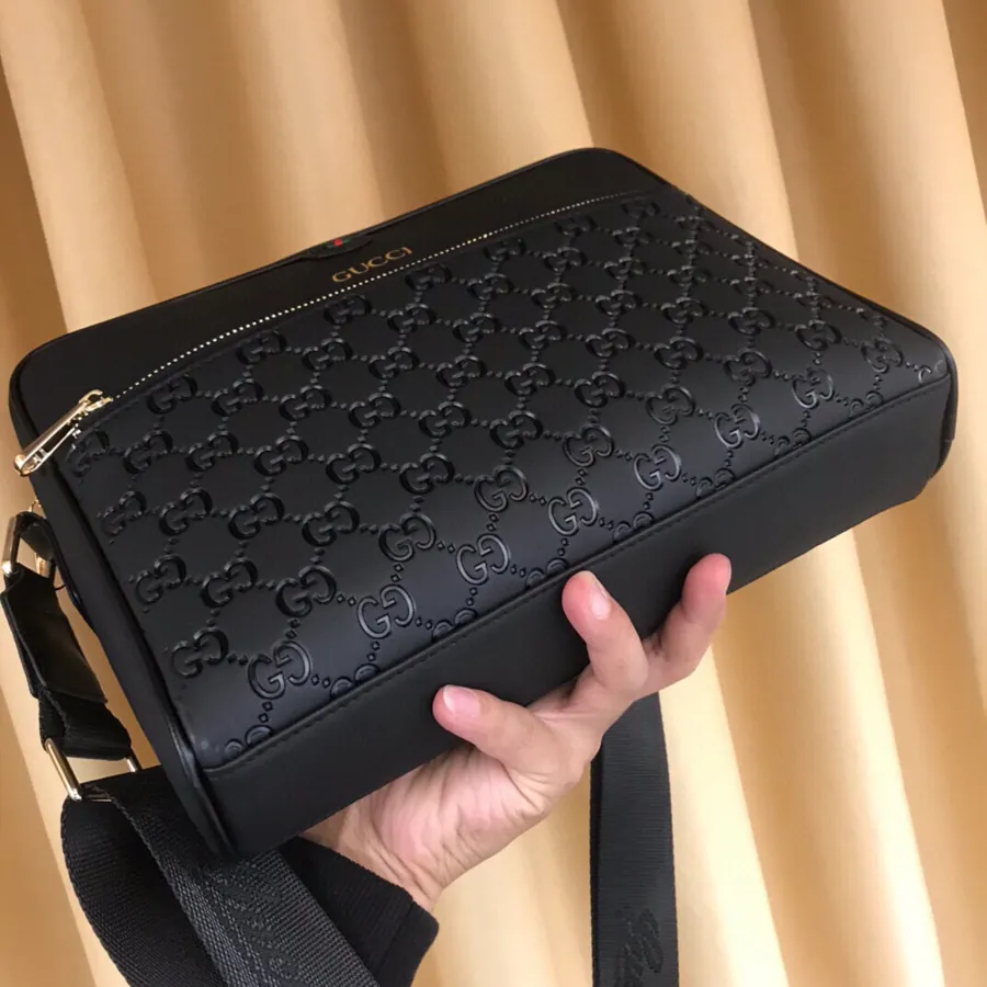 Italian Calfskin Crossbody Bag with Brand Logo